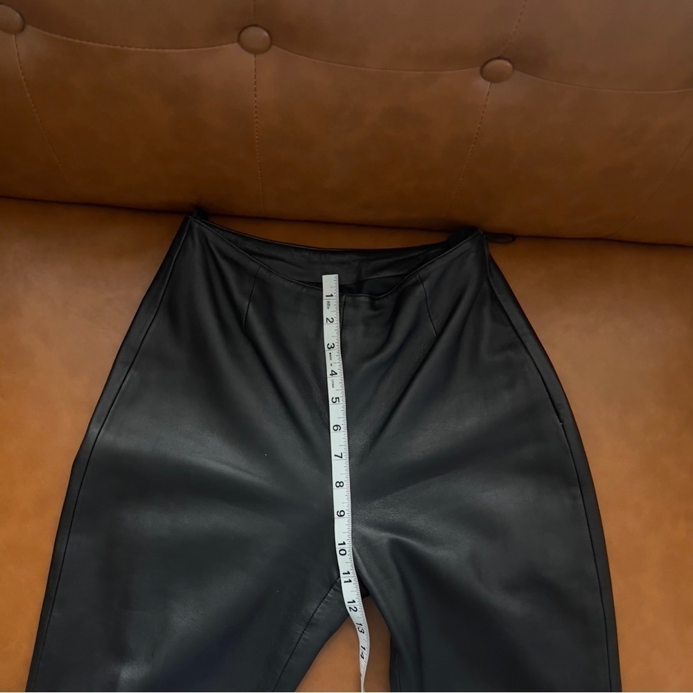 Hugo Buscati High Waisted Straight Black Genuine Leather Pants Size 4 - Picture 5 of 13